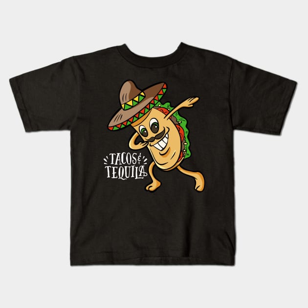 Tacos and Tequila Taco Lovers Kids T-Shirt by Barts Arts